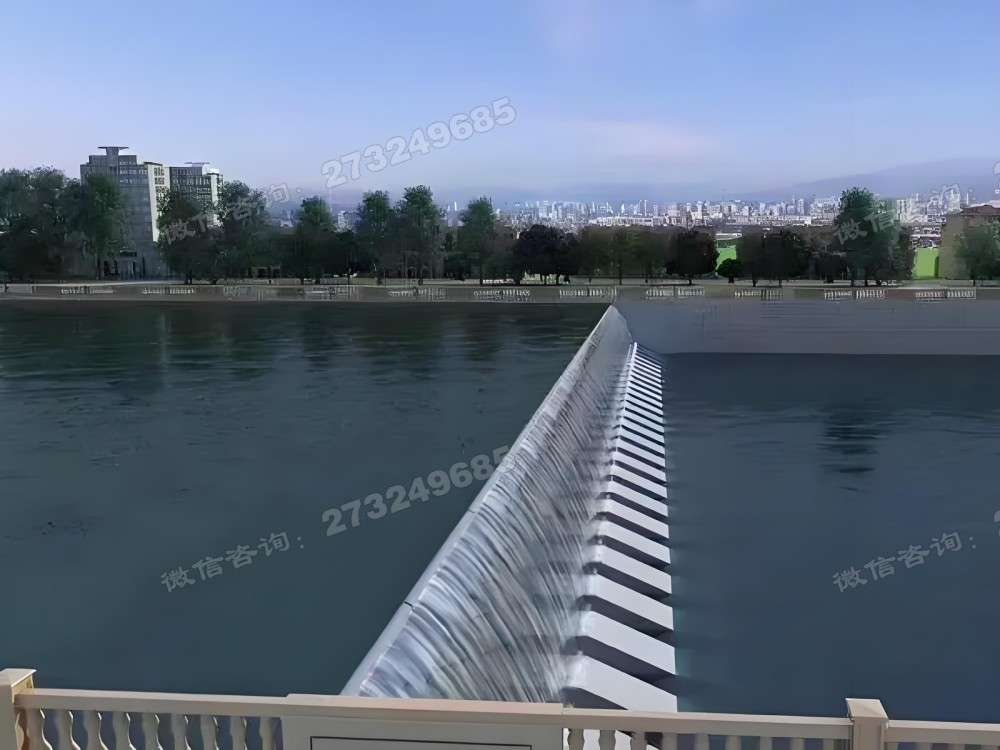 武陵源白色城市景观瀑布液压钢坝